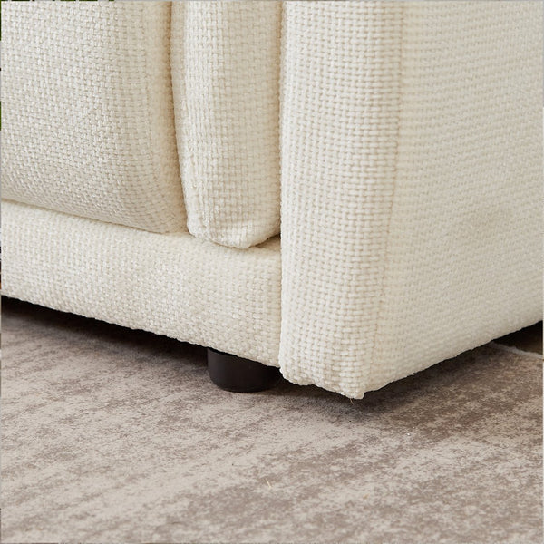 English Elm 98.5" 3-seater sofa with upholstered armrests and plush cushions, modern linen sofa with high weight capacity Beige W1193S00144