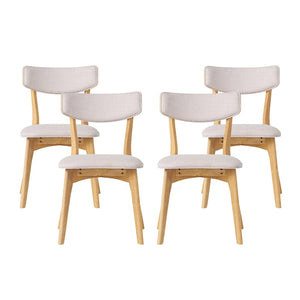 English Elm Caleb Mid-century Upholstered Dining Chair Set of Four with Tapered Oak Legs Light Beige,Natural N768P282333L