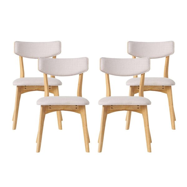 English Elm Caleb Mid-century Upholstered Dining Chair Set of Four with Tapered Oak Legs Light Beige,Natural N768P282333L