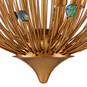 Delphos Chandelier - Elegant Nature-Inspired Fixture with Iridescent Paua Shells & Gold Finish