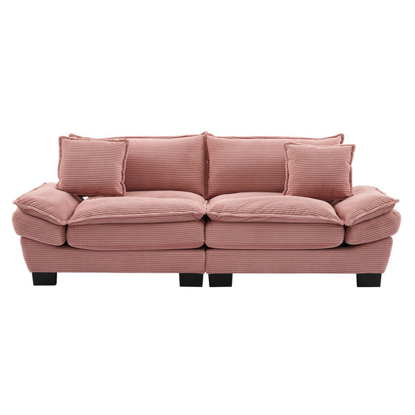 English Elm Corduroy Modern Sofa Sleeper Loveseat with Double-Layer Cushions, Two Pillows, Sturdy Frame 84" Pink W676P227339