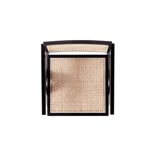 English Elm Hamlet Solid Wood Armchair with Cane Seat and Square Backrest, American Ash Frame, Fully Assembled Black+Natural B365P397751