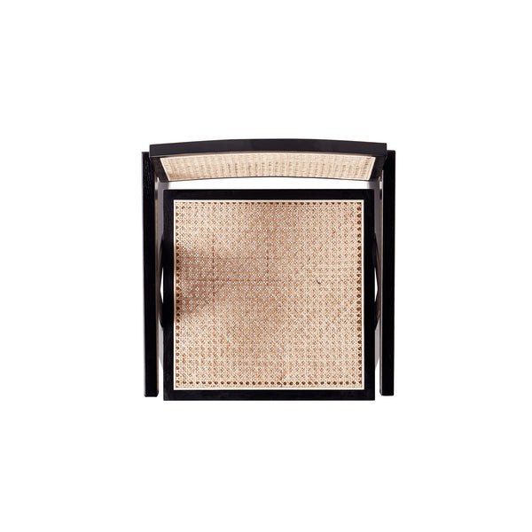 English Elm Hamlet Solid Wood Armchair with Cane Seat and Square Backrest, American Ash Frame, Fully Assembled Black+Natural B365P397751