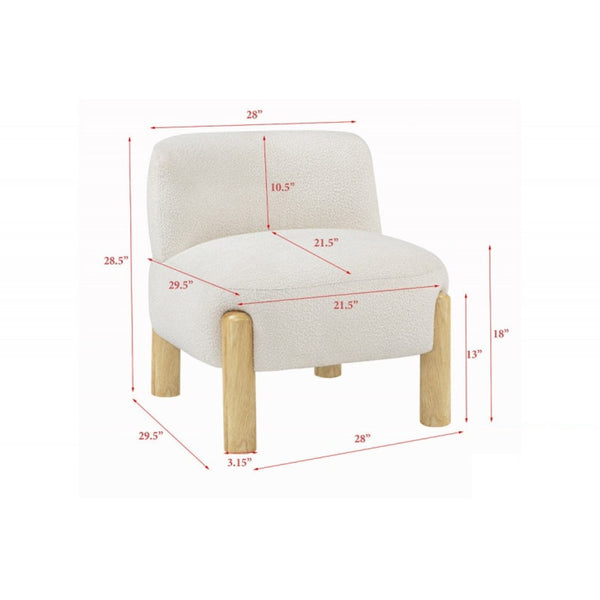 English Elm Glam Cream Burlap Accent Chair Plush Armless Seat with Warm Wooden Legs B011P423336