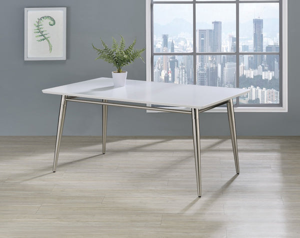 OSP Home Furnishings Brooklyn Matte Wood Top Coffee Table with Brushed Nickel Frame for Modern Living White MG1242S-WH