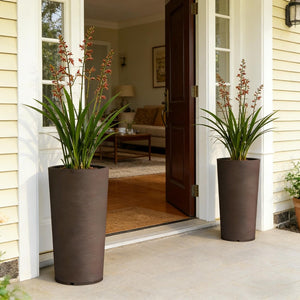 English Elm Tall Stackable Polypropylene Outdoor Planters Set of 2 Tapered Patio Flower Pots T3971P455020