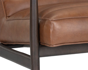 Sunpan Lyric Lounge Chair - Mid-Century Modern Comfort with Elegant Channel Tufting and Oak Frame Vintage Caramel Leather