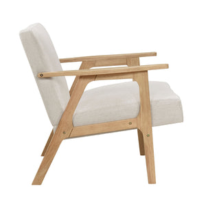 English Elm Modern Mid-Century Accent Chair Walnut Frame with Textured Linen Upholstery and Cushioned Seat Comfortfulness Beige,Natural 26.5 L x 23.5 W x 10 H B011P308034