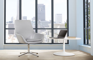 OSP Home Furnishings Modern Scoop Office Chair Faux Leather Ergonomic Swivel Seat with Polished Aluminum Base FL80228AL-U42