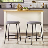 Simple Counter Stool with Upholstered Seat - Set of 2 Charcoal MUTD7DCL Walker Edison