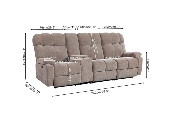 English Elm Liyasi OKIN Motor Power Recliner Sofa with Infinite Lock, Modular 4-Piece Armless Seats, 300lb Capacity W820P216831