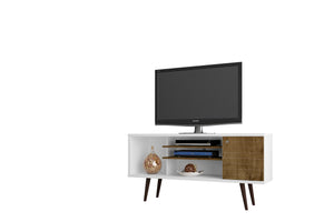 English Elm Liberty 53" Tv Stand - Modern Farmhouse Design In White & Rustic Brown With Ample Storage & Style B365P398346