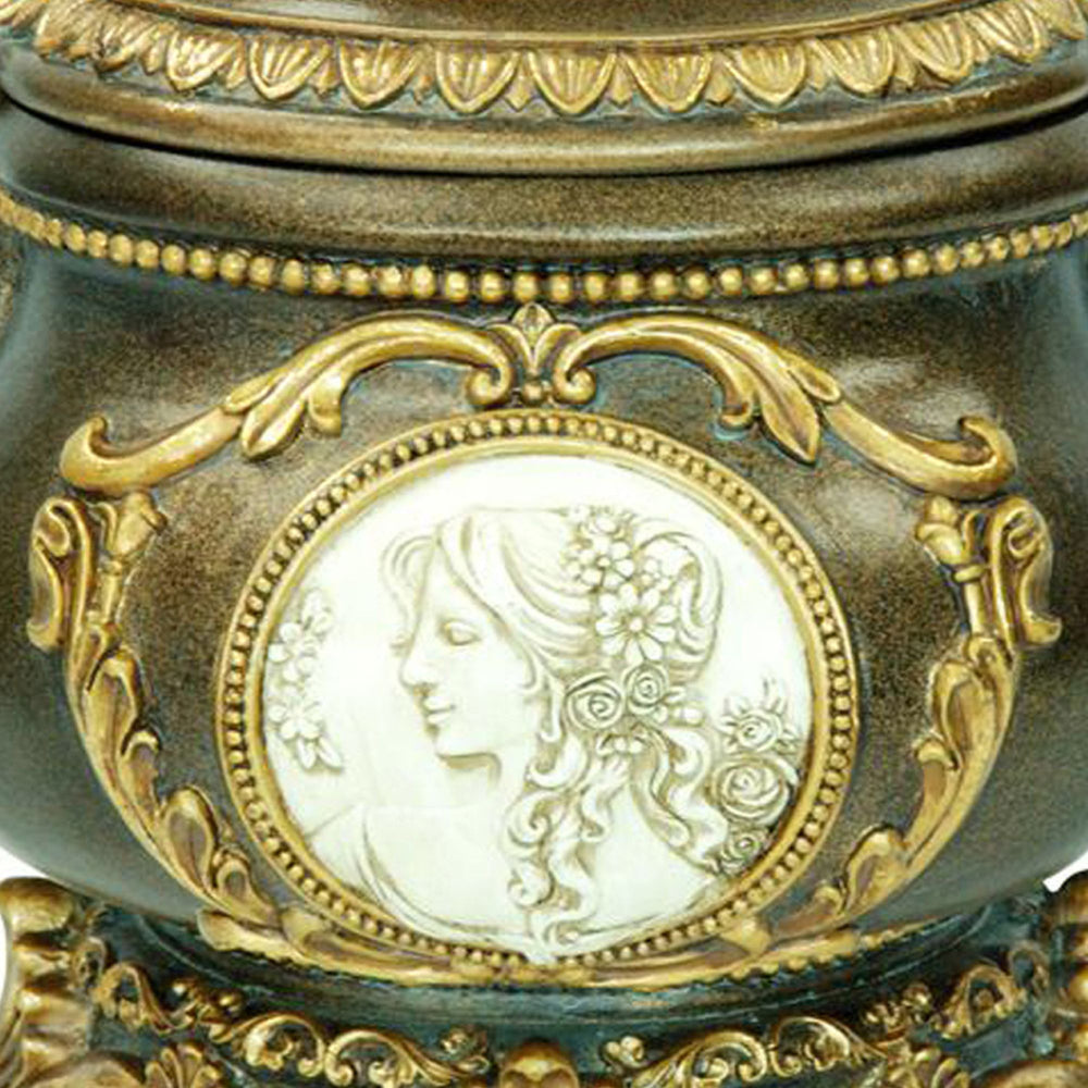 English Elm 9" Tall Hand-Painted Antique Bronze Decorative Jewelry Box With Gold Accents For Elegant Storage B072116356