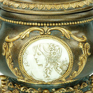 English Elm 9" Tall Hand-Painted Antique Bronze Decorative Jewelry Box With Gold Accents For Elegant Storage B072116356