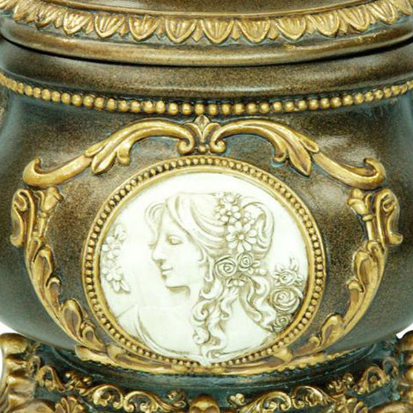 English Elm 9" Tall Hand-Painted Antique Bronze Decorative Jewelry Box With Gold Accents For Elegant Storage B072116356