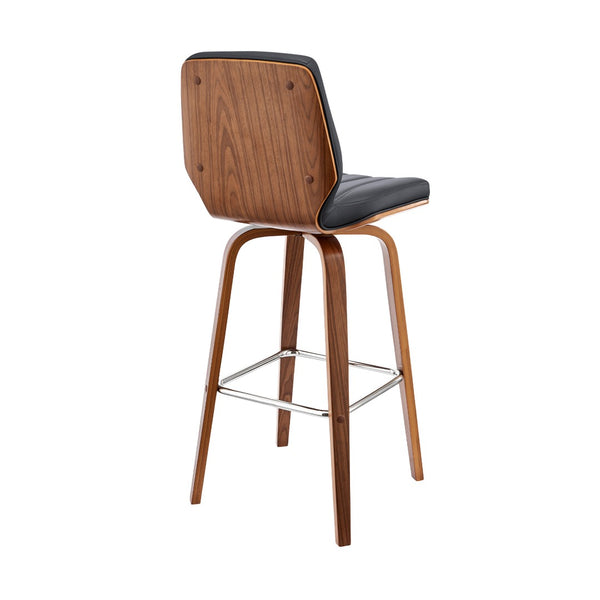 English Elm Quorin 30" Swivel Bar Stool In Gray Faux Leather & Walnut Wood - Modern Comfort & Style B2736P268614-GIGA