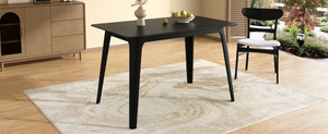English Elm [video] Mid-century Modern Dining Table Rubberwood Splayed Legs Faux Grain Top Seats Four N759P222557B