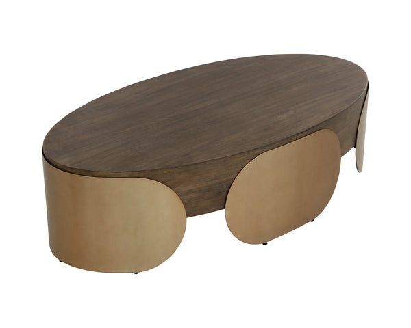 Sunpan Amarula Coffee Table - Stunning Angular Design With Concrete Top & Brass Legs For Modern Living Spaces Brown Concrete 111594