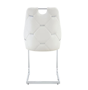 English Elm Dining Chairs Set Of 2 - Modern White Pu Leather With Gold Mesh, Chrome Handle, High Back Comfort W3493P359708