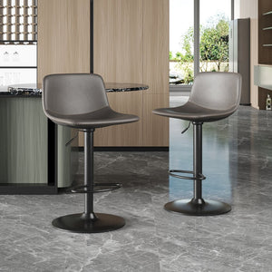 English Elm Adjustable Swivel Barstools Set of 2 Pu Leather Industrial Mid-century Kitchen Island Seating Gray T3623P430795