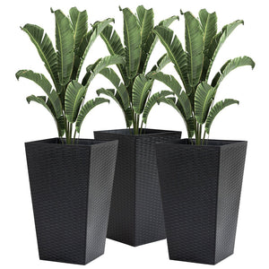 English Elm Outsunny Set Of 3 Stylish Tall Planters - Uv-Resistant Indoor/Outdoor Flower Pots For Any Space W2225P174478-GIGA