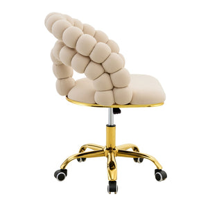 English Elm Set of Velvet Bubble Ball Chain Accent Chair with Sculptural Backrest for Living Room Beige,Gold W3875P370849