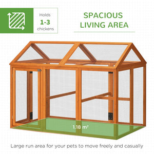 English Elm Pawhut Fir Wood Outdoor Chicken Run with Perches Wire Mesh Modular Backyard Coop W2225P217059