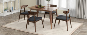 English Elm 5-piece Mid-century Rubberwood Dining Set with Upholstered Chairs for Small Spaces Charcoal,Walnut N759S003011F