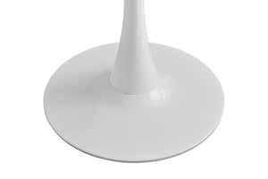 English Elm Round White Pedestal Dining Table 31.5" Tulip Mid-Century Fiberboard Modern Compact Seats 2-4 W2720P204019