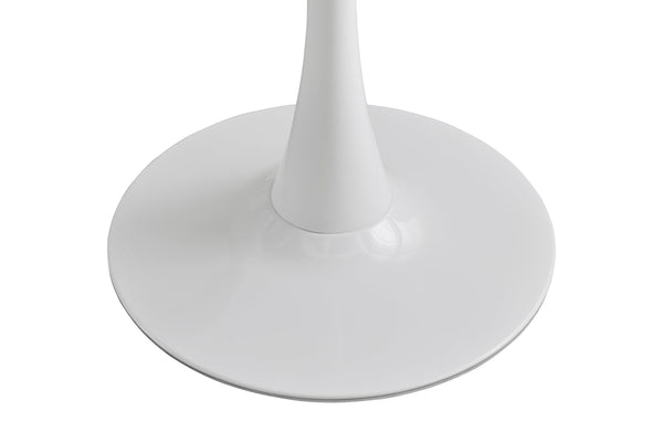 English Elm Round White Pedestal Dining Table 31.5" Tulip Mid-Century Fiberboard Modern Compact Seats 2-4 W2720P204019