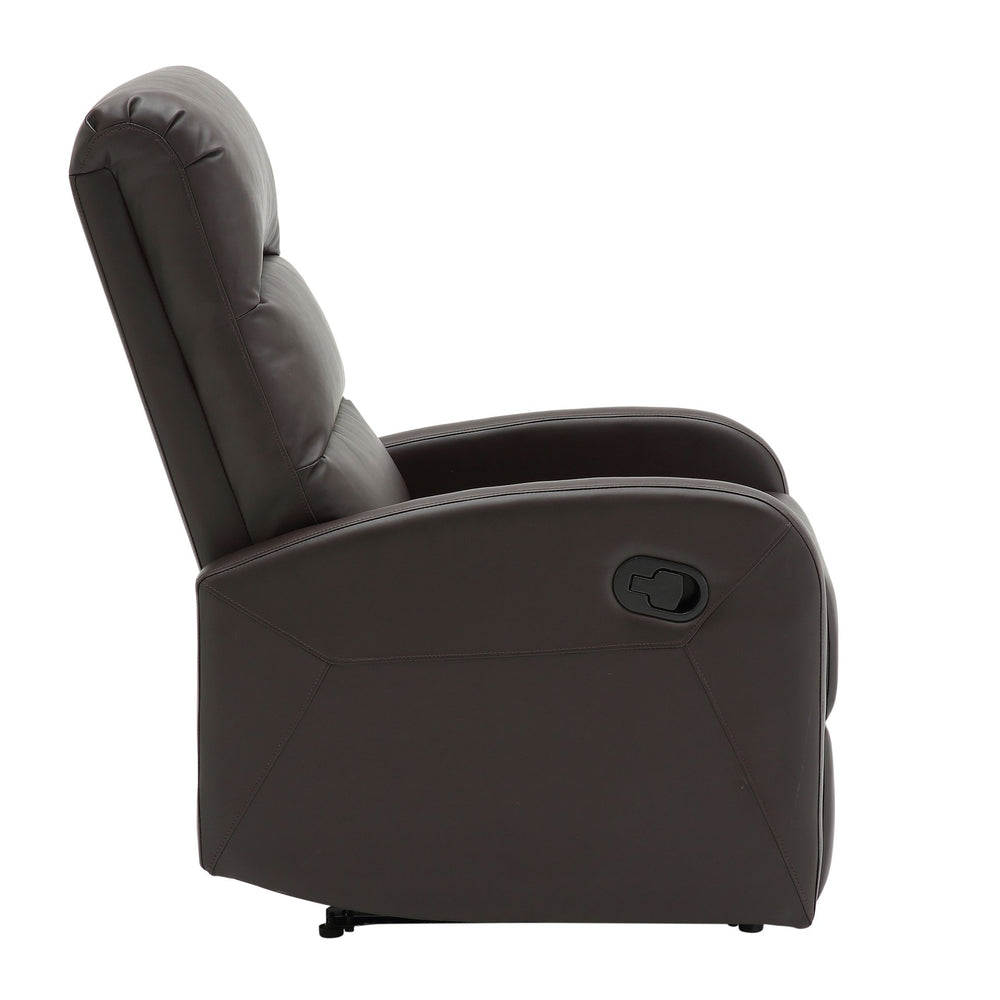 English Elm Dormi Contemporary Recliner with Tufted Faux Leather Upholstery, Foam Padding & Manual Recline - Stylish Comfort for Living Rooms Black B202P223695