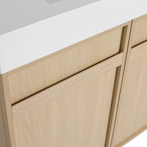 English Elm 36" Freestanding Bathroom Vanity with White Resin Sink, Soft-Close Doors, Adjustable Shelf, Modern Durable Finish W999P239161