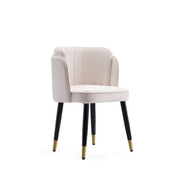 English Elm Zephyr Velvet Dining Chair with Solid Wood Frame, Gold-Tip Splayed Legs and Tulip Stitching Cream B365P397764