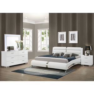 English Elm Fillmore White 4-Piece Eastern King Bedroom Set - Modern Design With Upholstered Headboard & Storage B062S01373