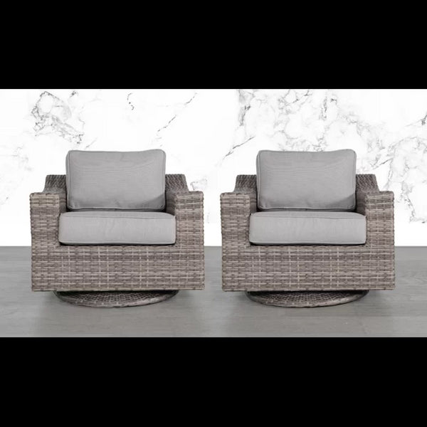 English Elm Elegant Swivel Patio Chair Set With Plush Cushions – Perfect For Outdoor Comfort & Style Enjoyment B120S00022