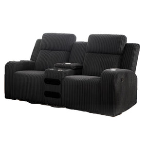 English Elm 2+3 Seat Corduroy Reclining Sofa Set with Bluetooth Speaker and Wireless Charging Console W3900S00017