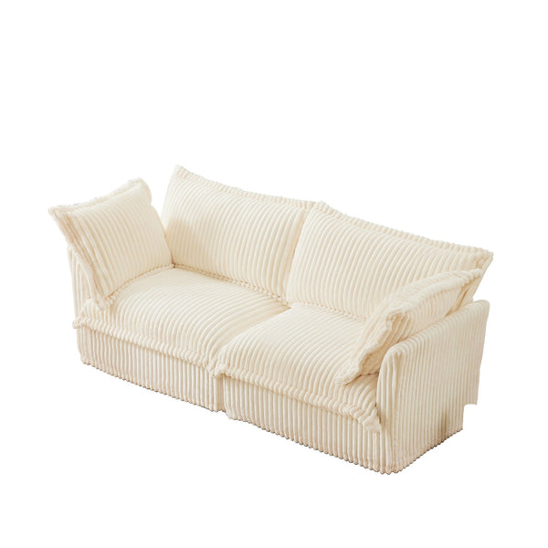 English Elm Modern Slipcovered 2-Seat Sofa In Cream Corduroy – Cozy, Stylish, And Perfect For Small Spaces! W3041S00018