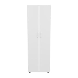 English Elm Barkley Slim Armoire White - Slim Double-Door Engineered Wood Wardrobe with Shelves & Rod, Modern B092S00292