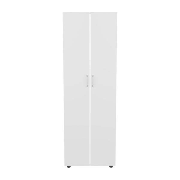 English Elm Barkley Slim Armoire White - Slim Double-Door Engineered Wood Wardrobe with Shelves & Rod, Modern B092S00292