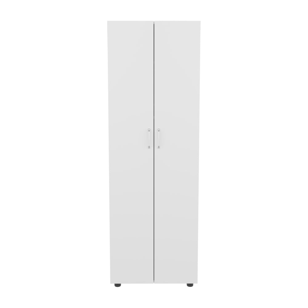 English Elm Barkley Slim Armoire White - Slim Double-Door Engineered Wood Closet with Shelves & Hanging Rod, Modern B092S00292