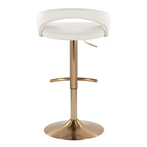English Elm Adjustable Swivel Barstools Set of Two with Chrome Base Mid-century Kitchen Counter Seating White B202S01990