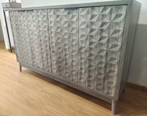 English Elm Modern Sideboard Buffet Cabinet with Diamond Relief Doors, Ample Storage, Sleek Artful Design for Home Gray W1706P235653