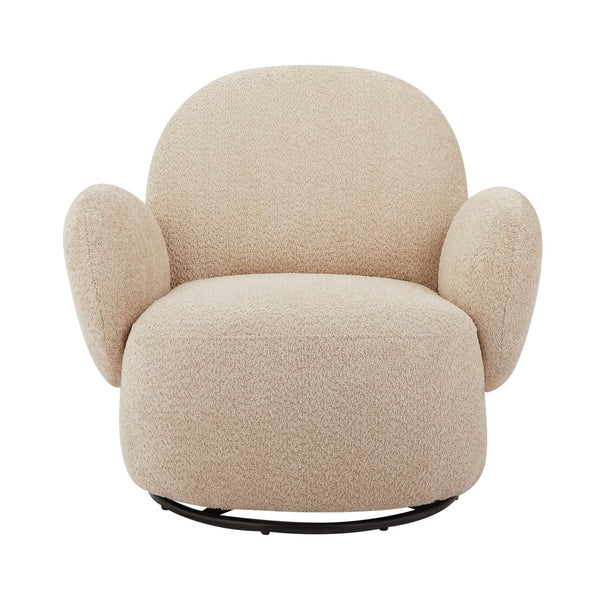 English Elm Accent Cloud Chair with 360° Swivel, Plush Fabric Upholstery, Space-Saving Design, Holds 260 lbs Beige W820S00069