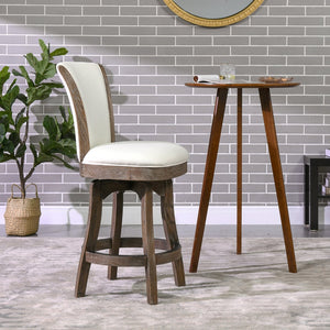 English Elm Jennifer Taylor Home - Henry 27" Armless Swivel Counter Height Bar Stool Heathered Linen Upholstered High Back Support White B2719P238375
