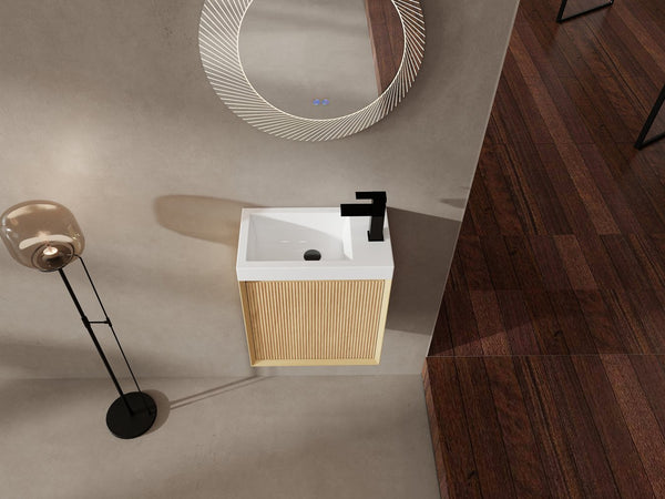 English Elm 18.5" Wall-Mounted Bathroom Vanity With Resin Sink & Soft-Close Door For Smart Space-Saving Design W1972P362127