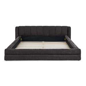 English Elm Queen Upholstered Platform Bed Frame In Dark Grey - Stylish Chenille, Solid Support, Modern Design W487S00327-GIGA