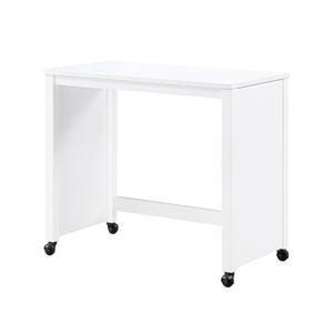 English Elm Desks 3-Piece Set with Rolling Small Desk, Upholstered Stool & Large Stationary Desk for Compact Workspaces White 38.5 L x 21.5 W x 17.5 H B011P287469