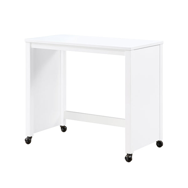 English Elm Desks 3-Piece Set with Rolling Small Desk, Upholstered Stool & Large Stationary Desk for Compact Workspaces White 38.5 L x 21.5 W x 17.5 H B011P287469