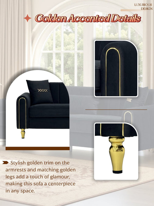 English Elm FX-P11-BK Modern 87.4" 3-Seater Sofa – Plush Upholstery, High-Res Foam, Pocket Springs, Metal Legs W576P360580