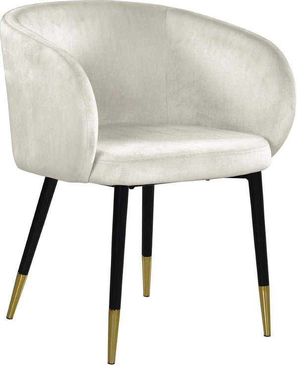 English Elm 1pc Velvet Barrel Back Accent Chair Gold Nailhead Trim Glamorous Curved Seat Cream B011P496762
